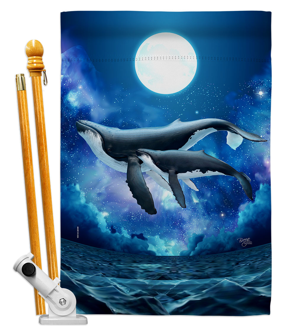 Humpback Whales Animals Sea Creature 28 x 40 in. Double-Sided Decorative Horizontal Flags for Decoration Banner Garden Yard Gift