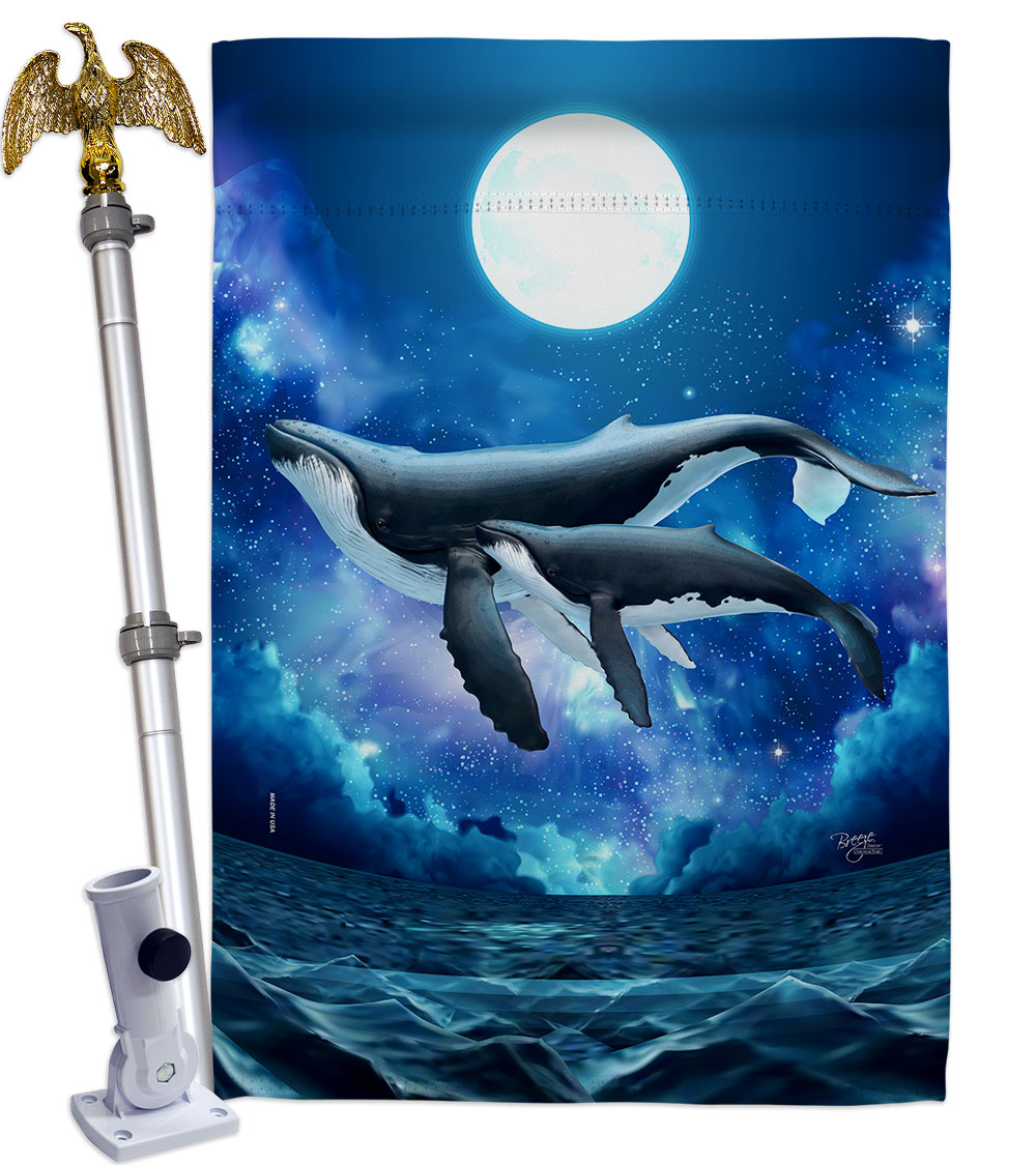 Humpback Whales Animals Sea Creature 28 x 40 in. Double-Sided Decorative Horizontal Flags for Decoration Banner Garden Yard Gift