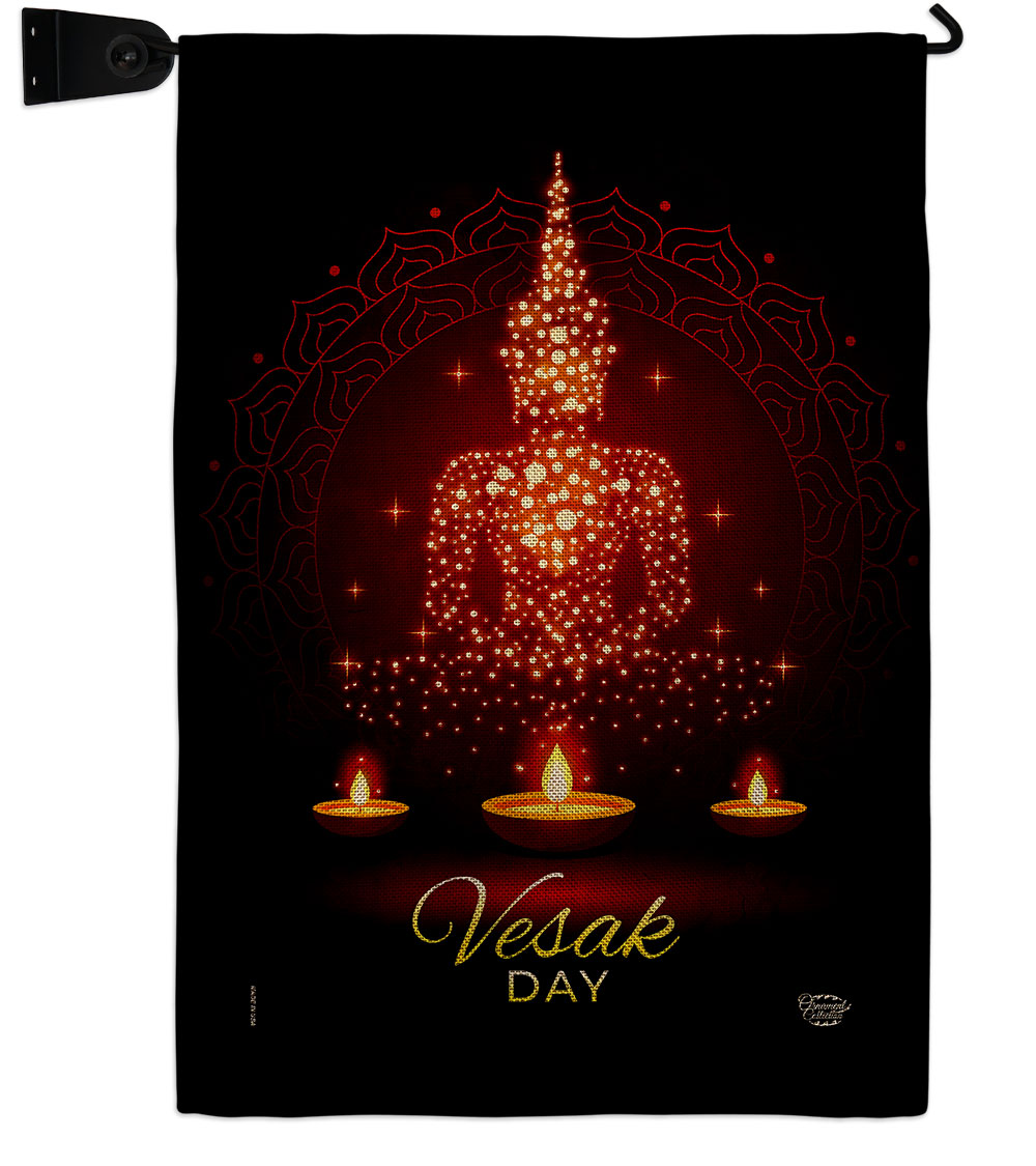 GS190174-DB-04 Vesak Day Religious 13 x 18.5. in. Double-Sided Decorative Horizontal House Garden Flag Set for Decoration Banner Yard Gift