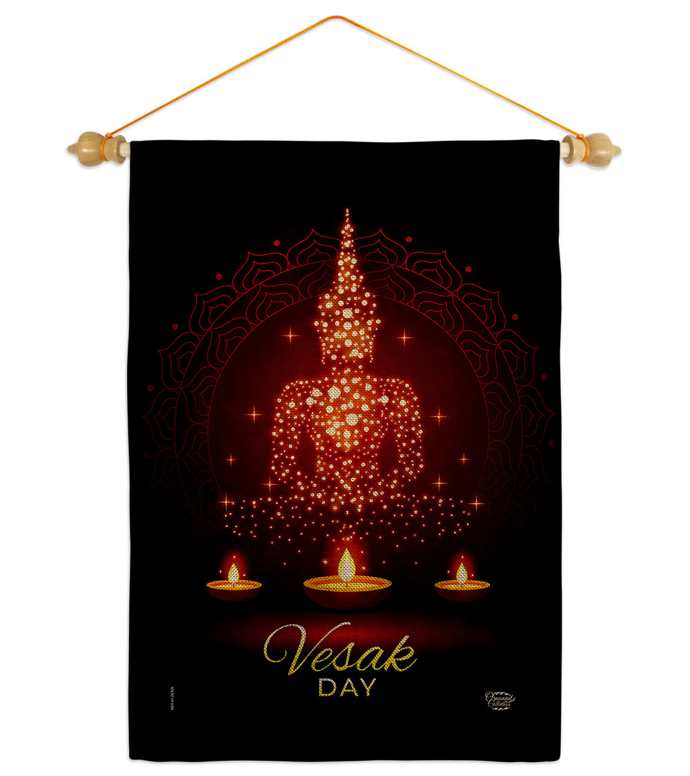 GS190174-DB-05 Vesak Day Religious 13 x 18.5. in. Double-Sided Decorative Horizontal House Garden Flag Set for Decoration Banner Yard Gift
