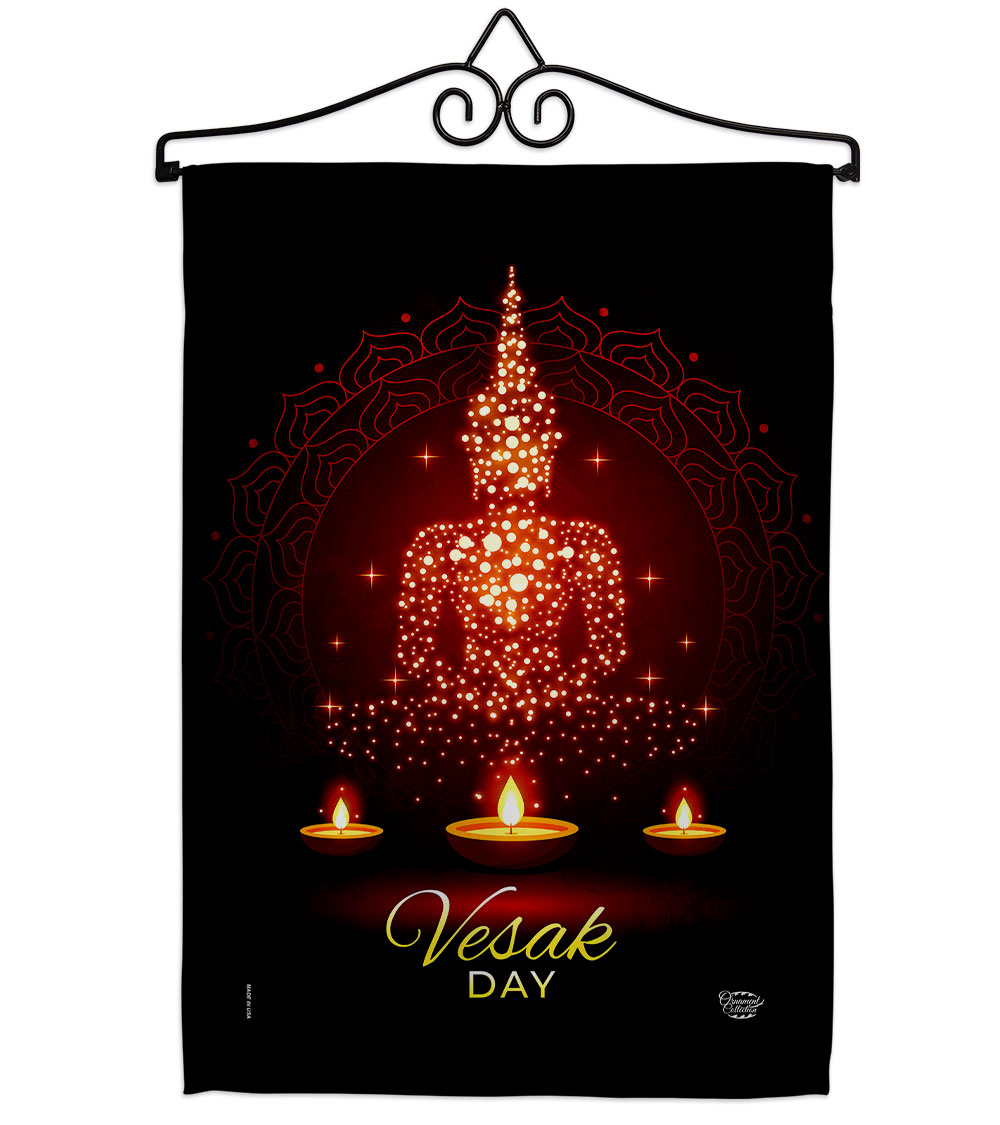 Vesak Day Religious 13 x 18.5. in. Double-Sided Decorative Horizontal House Garden Flag Set for Decoration Banner Yard Gift