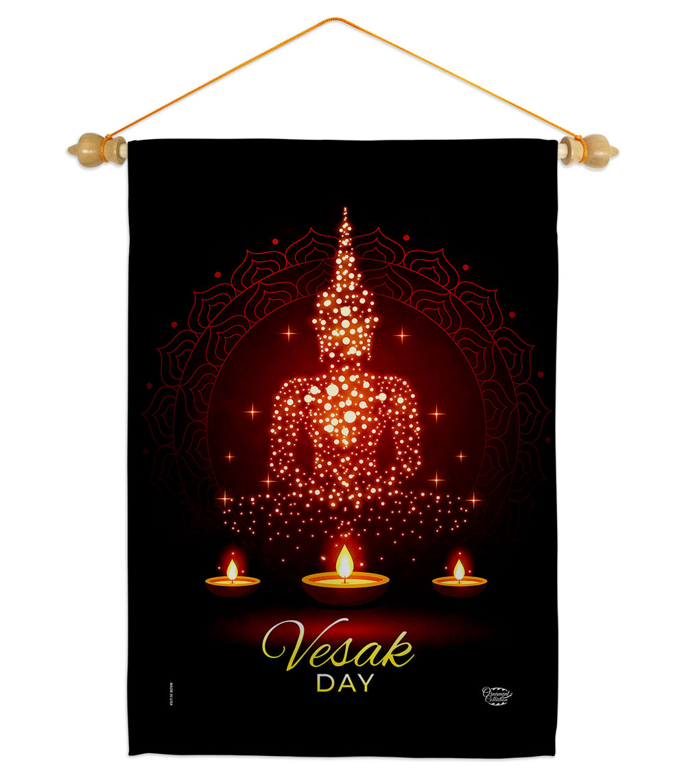 GS190174-P3-05 Vesak Day Religious 13 x 18.5. in. Double-Sided Decorative Horizontal House Garden Flag Set for Decoration Banner Yard Gift