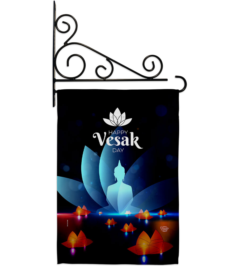 Happy Vesak Day Religious 13 x 18.5. in. Double-Sided Decorative Horizontal House Garden Flag Set for Decoration Banner Yard Gift