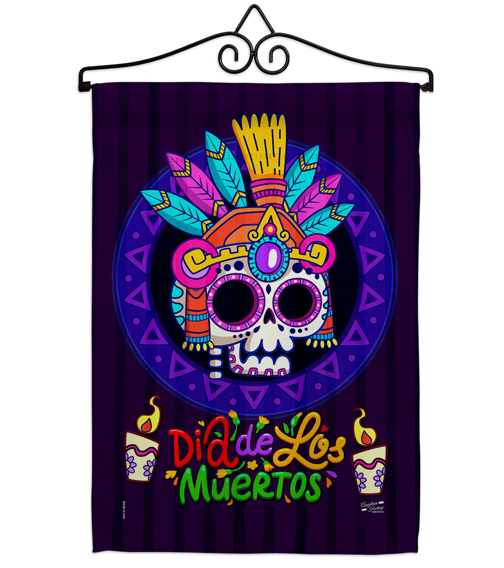 Dia de los Muertos Falltime Day of Diad 13 x 18.5. in. Double-Sided Decorative Horizontal House Garden Flag Set for Decoration Banner Yard Gift