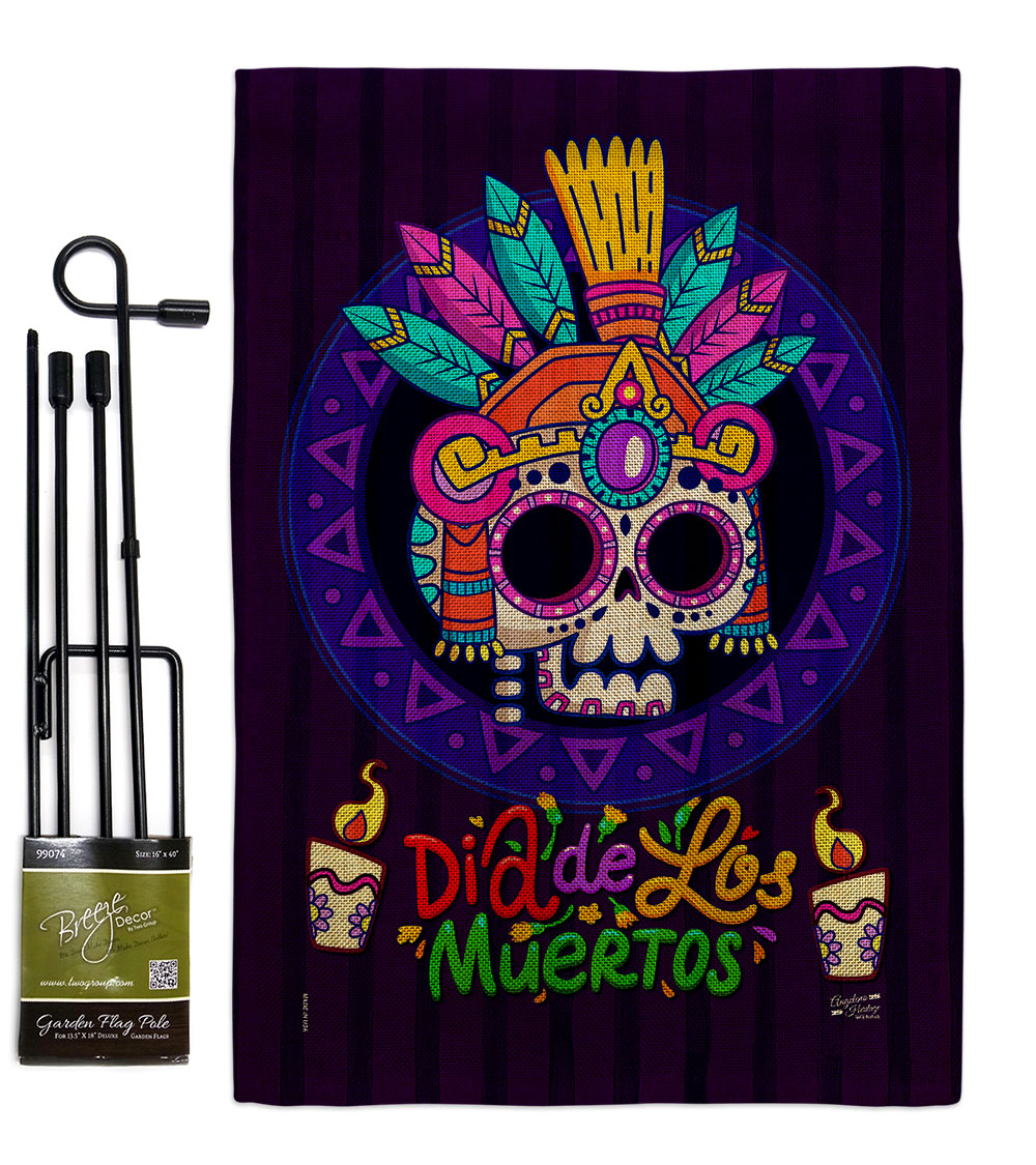 Dia de los Muertos Falltime Day of Diad 13 x 18.5. in. Double-Sided Decorative Horizontal House Garden Flag Set for Decoration Banner Yard Gift