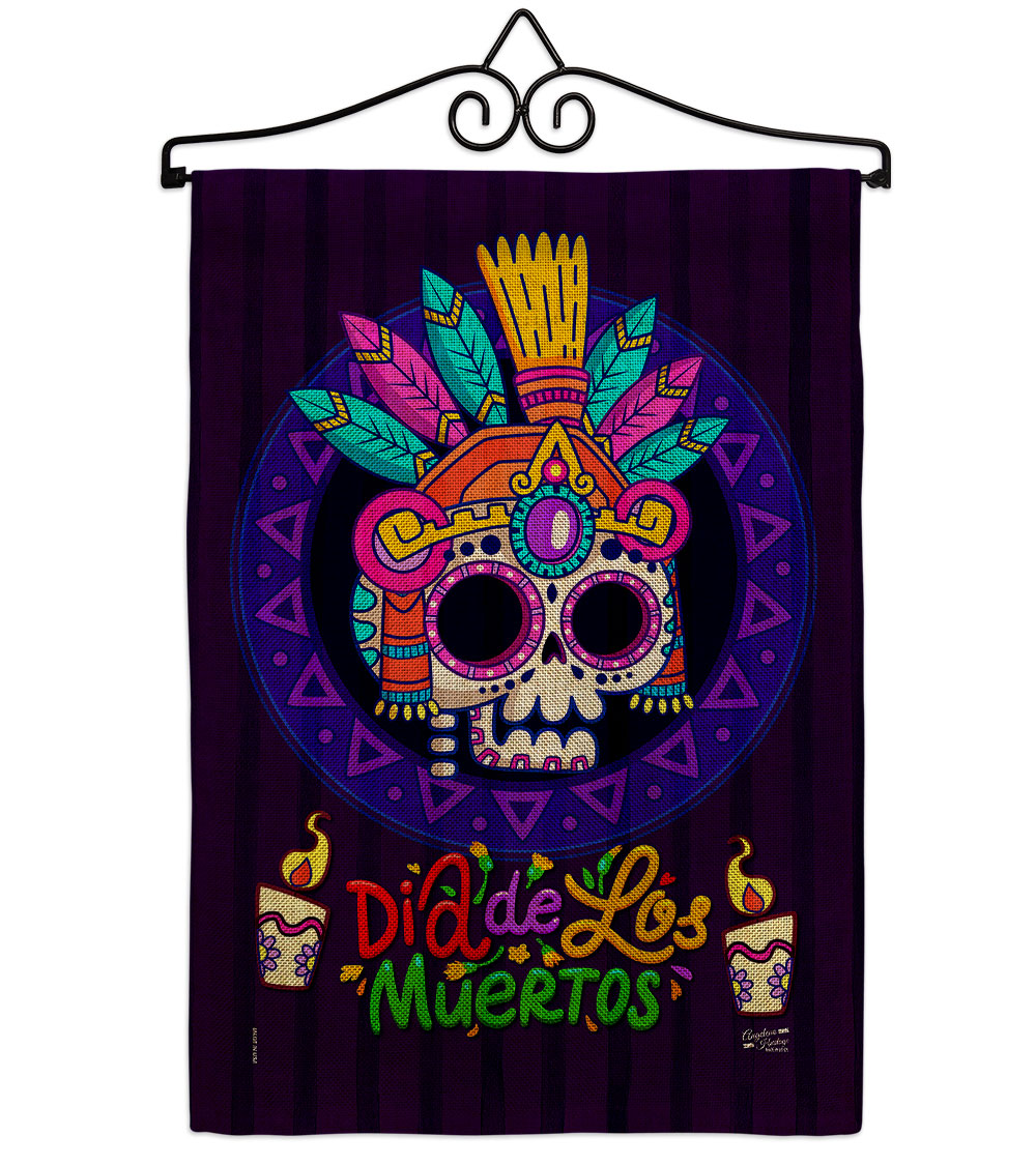 Dia de los Muertos Falltime Day of Diad 13 x 18.5. in. Double-Sided Decorative Horizontal House Garden Flag Set for Decoration Banner Yard Gift