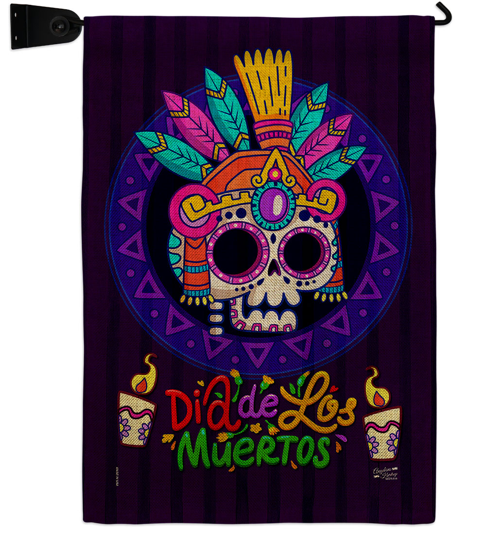 Dia de los Muertos Falltime Day of Diad 13 x 18.5. in. Double-Sided Decorative Horizontal House Garden Flag Set for Decoration Banner Yard Gift