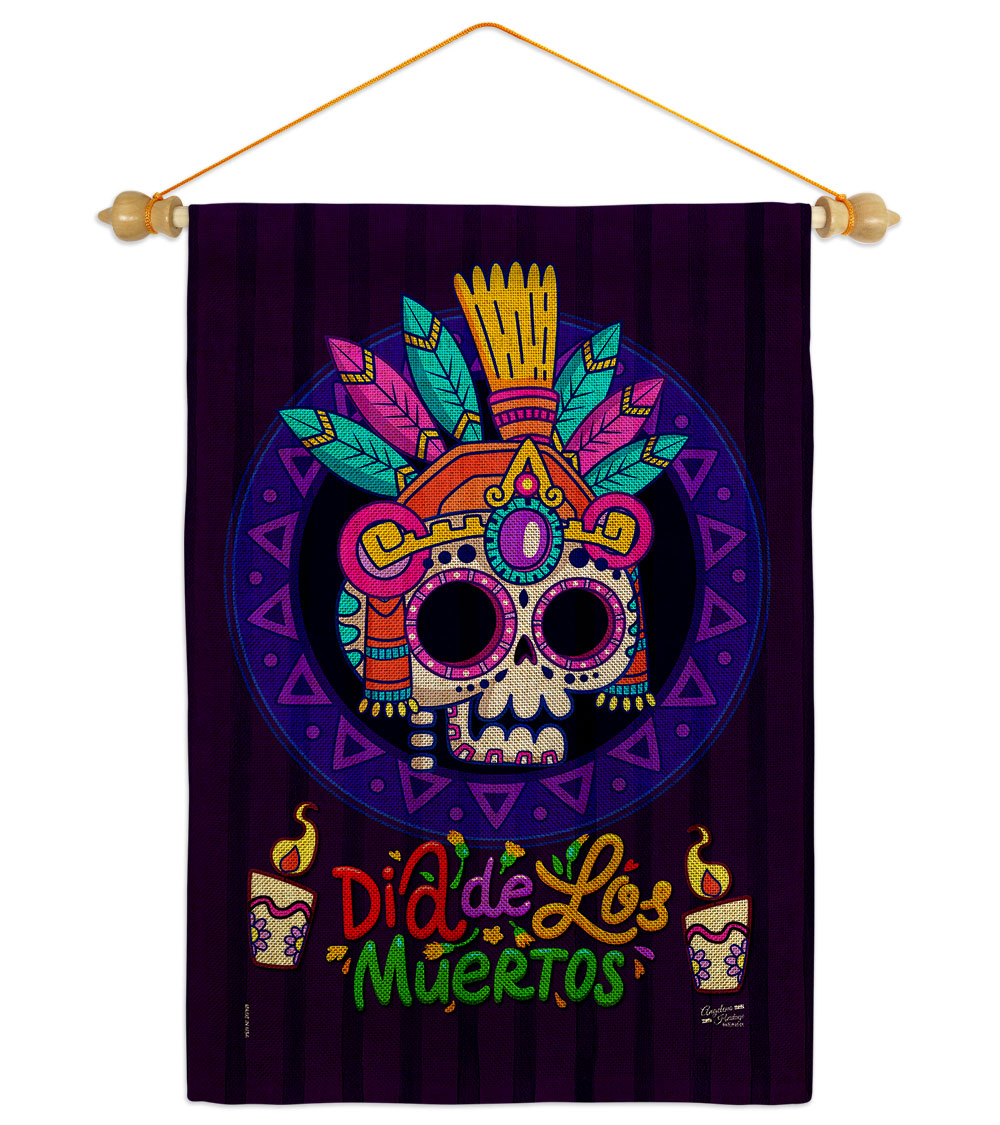 Dia de los Muertos Falltime Day of Diad 13 x 18.5. in. Double-Sided Decorative Horizontal House Garden Flag Set for Decoration Banner Yard Gift