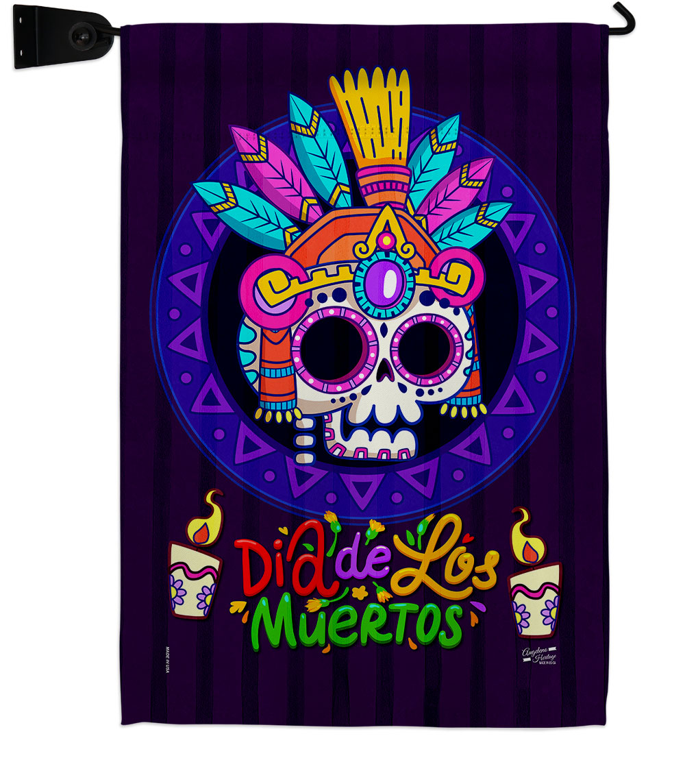 Dia de los Muertos Falltime Day of Diad 13 x 18.5. in. Double-Sided Decorative Horizontal House Garden Flag Set for Decoration Banner Yard Gift