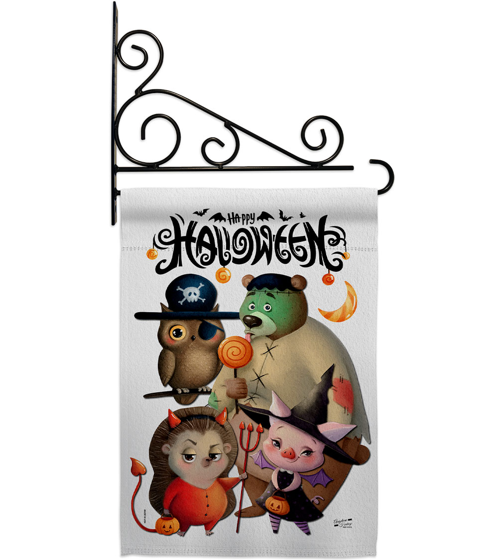 Halloween Friends Falltime 13 x 18.5. in. Double-Sided Decorative Horizontal House Garden Flag Set for Decoration Banner Yard Gift