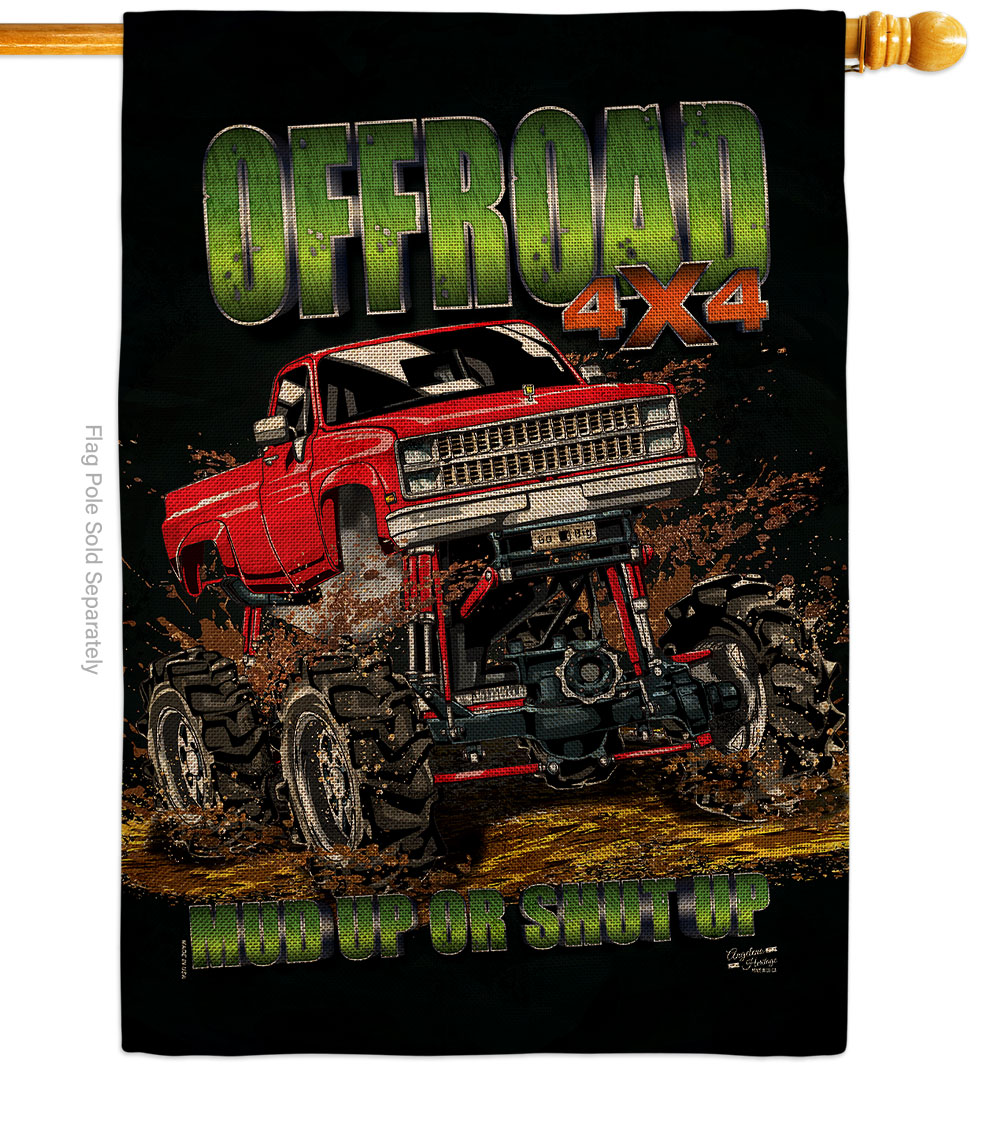 H130408-DB Offroad Interests Vehicle 28 x 40 in. Double-Sided Decorative Vertical House Flag for Decoration Banner Garden Yard Gift