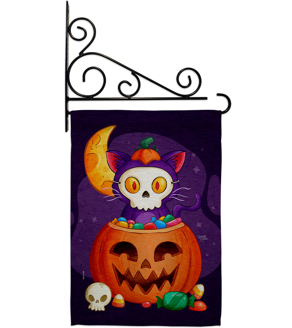 Sneaky Cat Falltime Halloween 13 x 18.5. in. Double-Sided Decorative Vertical House Garden Flag Set for Decoration Banner Yard Gift