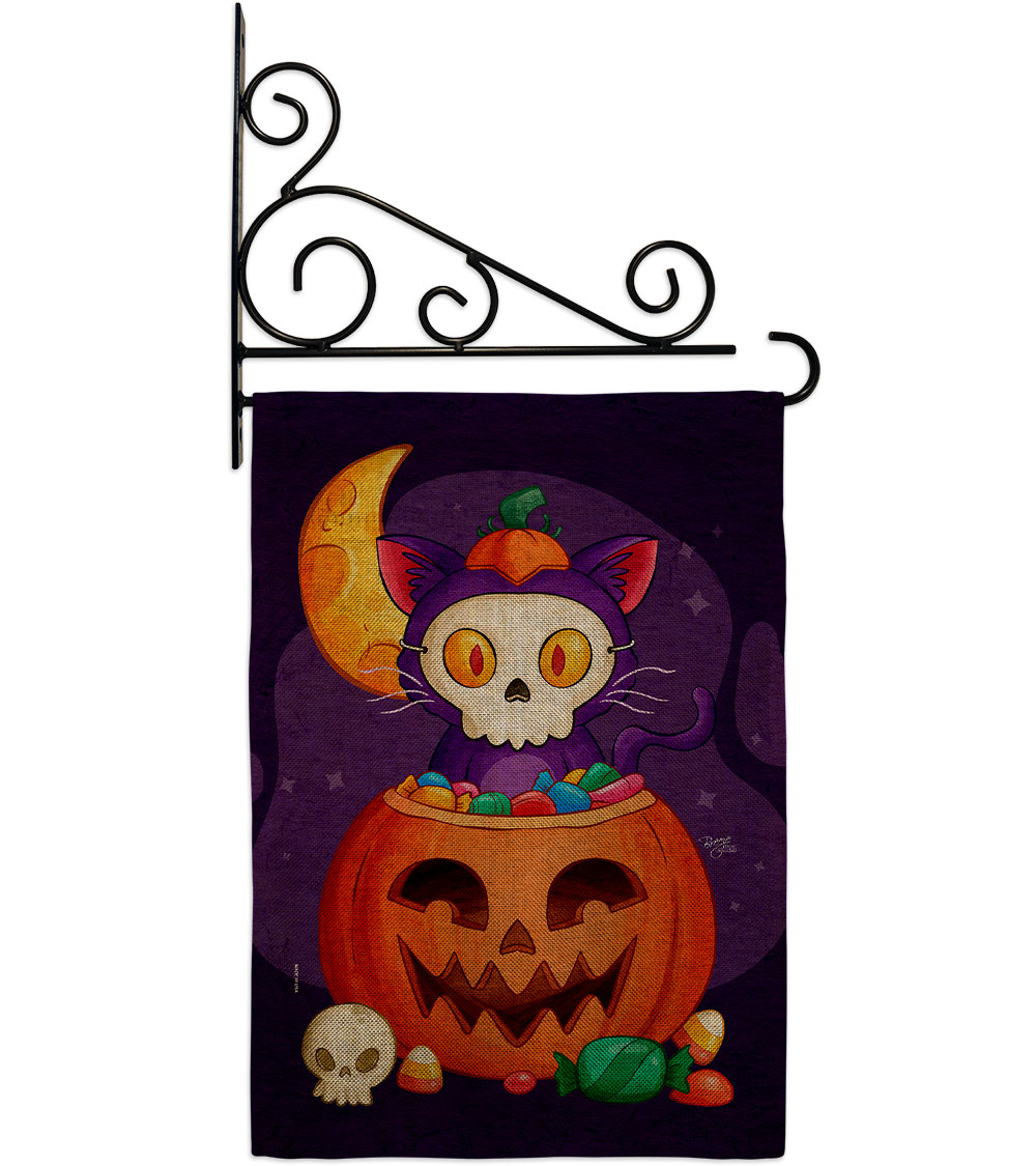 Sneaky Cat Falltime Halloween 13 x 18.5. in. Double-Sided Decorative Vertical House Garden Flag Set for Decoration Banner Yard Gift