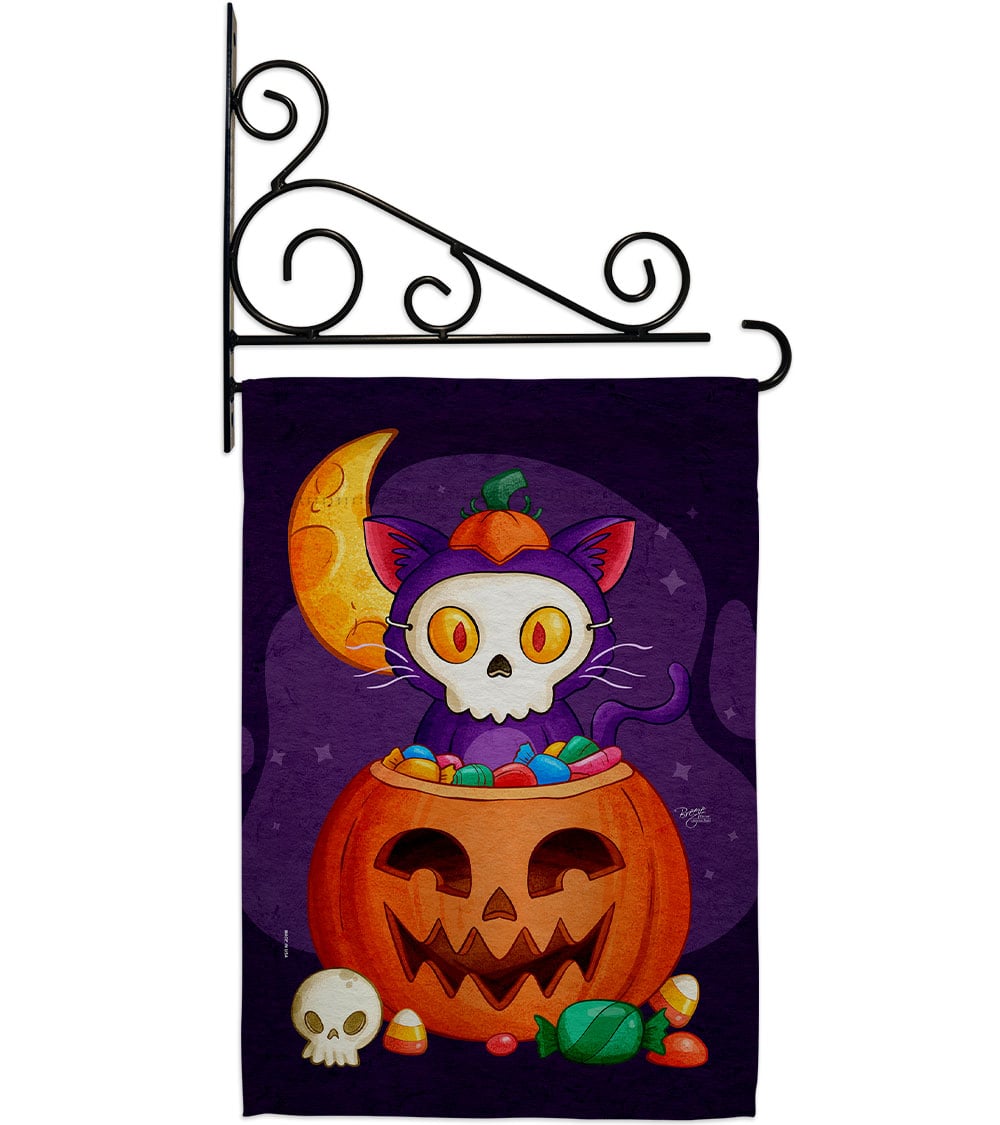 Sneaky Cat Falltime Halloween 13 x 18.5. in. Double-Sided Decorative Vertical House Garden Flag Set for Decoration Banner Yard Gift