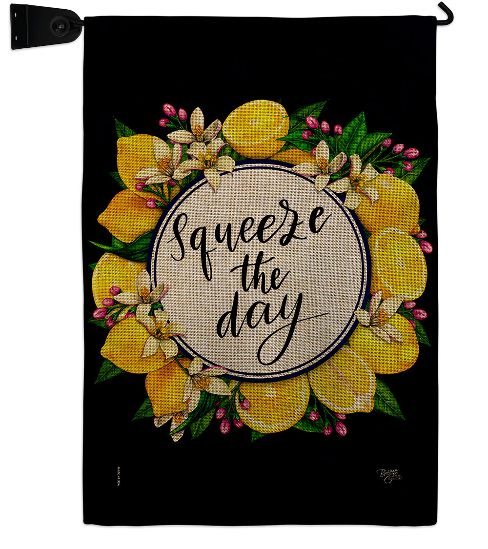 GS120263-DB-04 Squeeze the Day Food Fruit 13 x 18.5. in. Double-Sided Decorative Vertical House Garden Flag Set for Decoration Banner Yard Gift