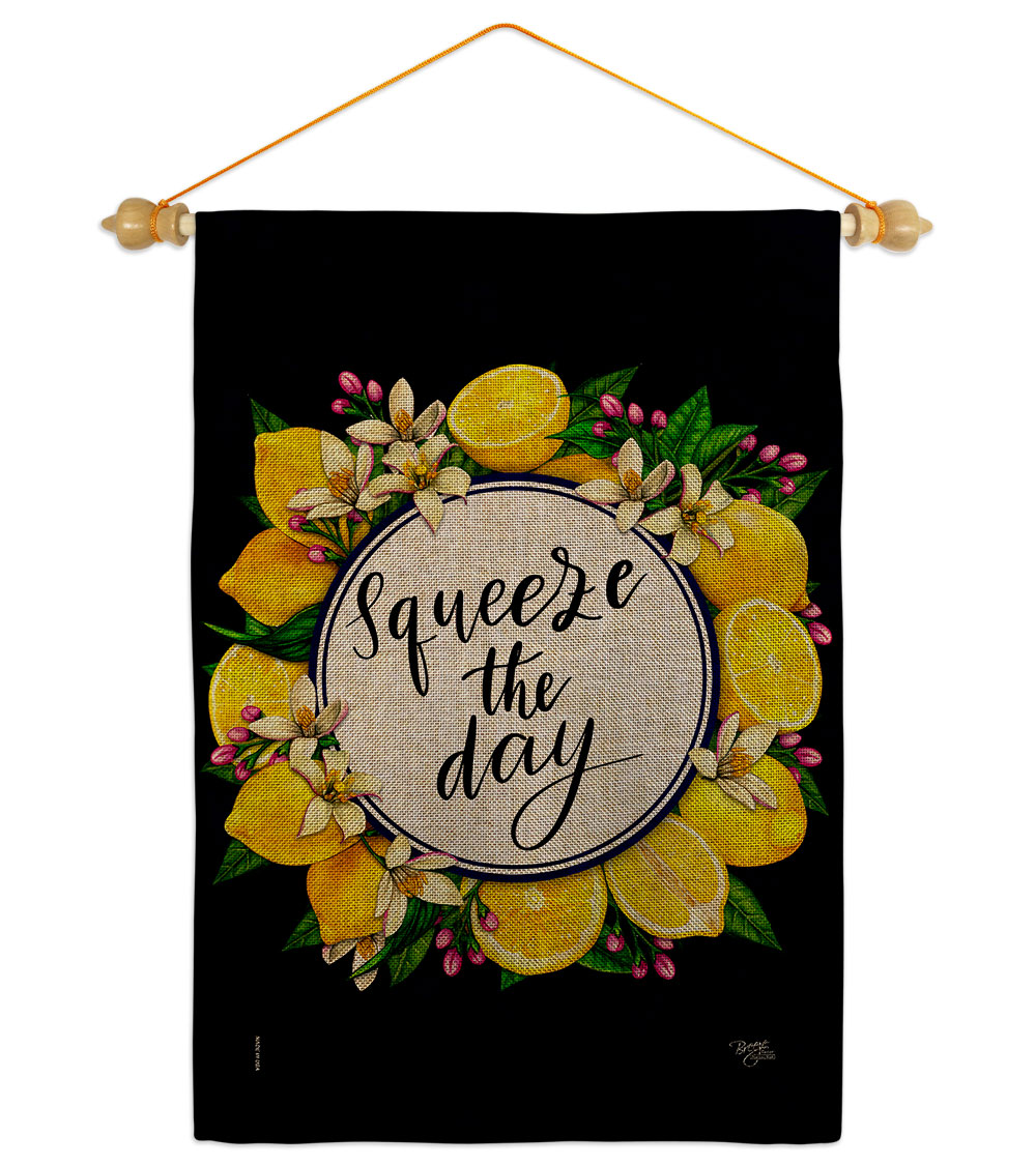 GS120263-DB-05 Squeeze the Day Food Fruit 13 x 18.5. in. Double-Sided Decorative Vertical House Garden Flag Set for Decoration Banner Yard Gift