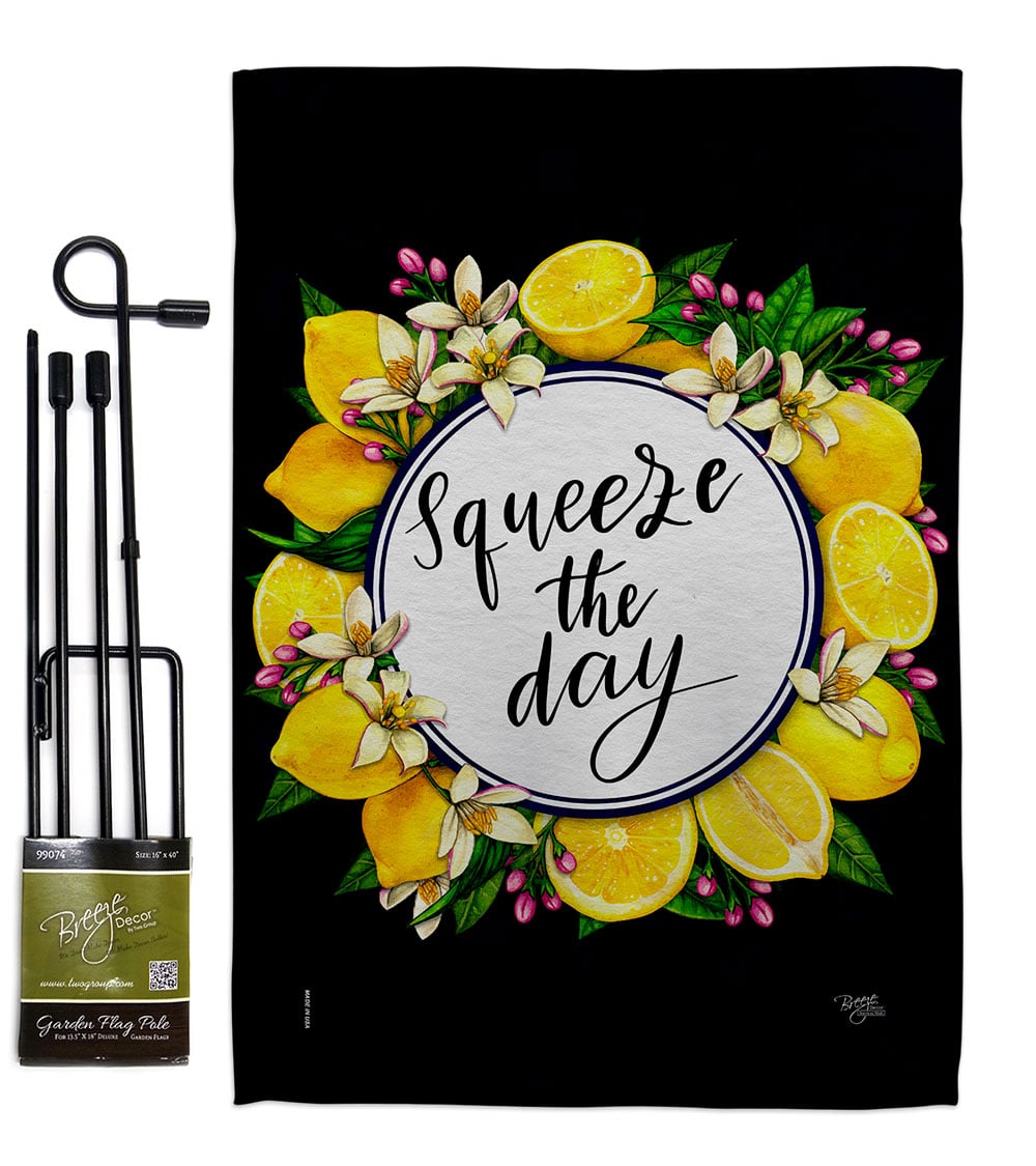 GS120263-P3 Squeeze the Day Food Fruit 13 x 18.5. in. Double-Sided Decorative Vertical House Garden Flag Set for Decoration Banner Yard Gift
