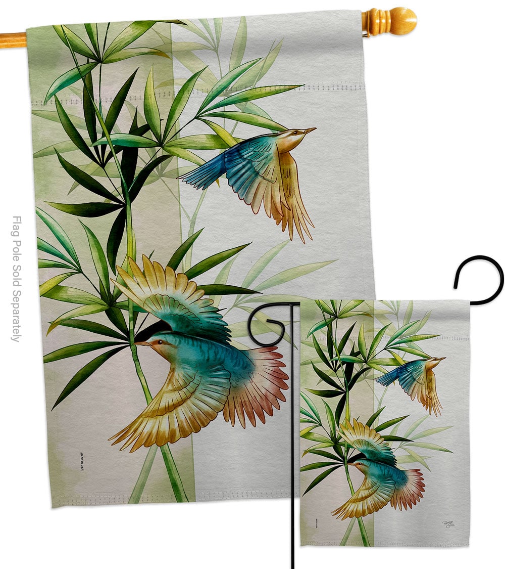 Asian Blossom Birds Animals Bird 28 x 40 in. Double-Sided Decorative Vertical House Flags Set for Decoration Banner Garden Yard Gift