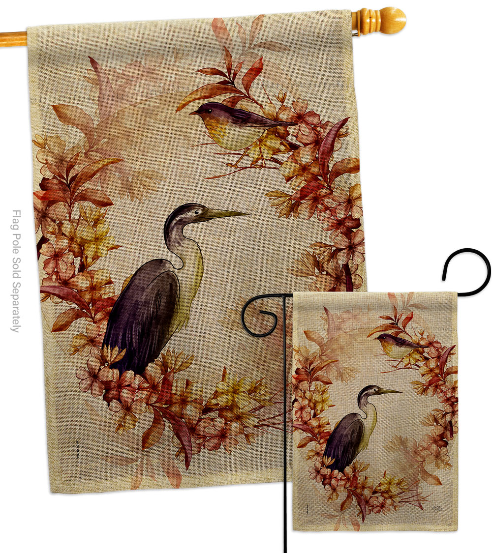 S120266-DB Birds Wreath Animals Bird 28 x 40 in. Double-Sided Decorative Horizontal House Flags Set for Decoration Banner Garden Yard Gift