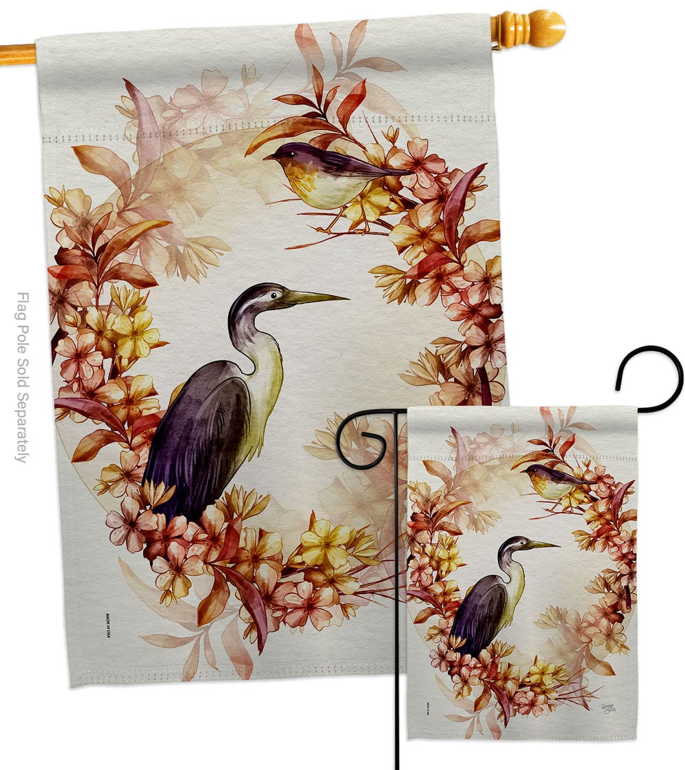 Birds Wreath Animals Bird 28 x 40 in. Double-Sided Decorative Horizontal House Flags Set for Decoration Banner Garden Yard Gift