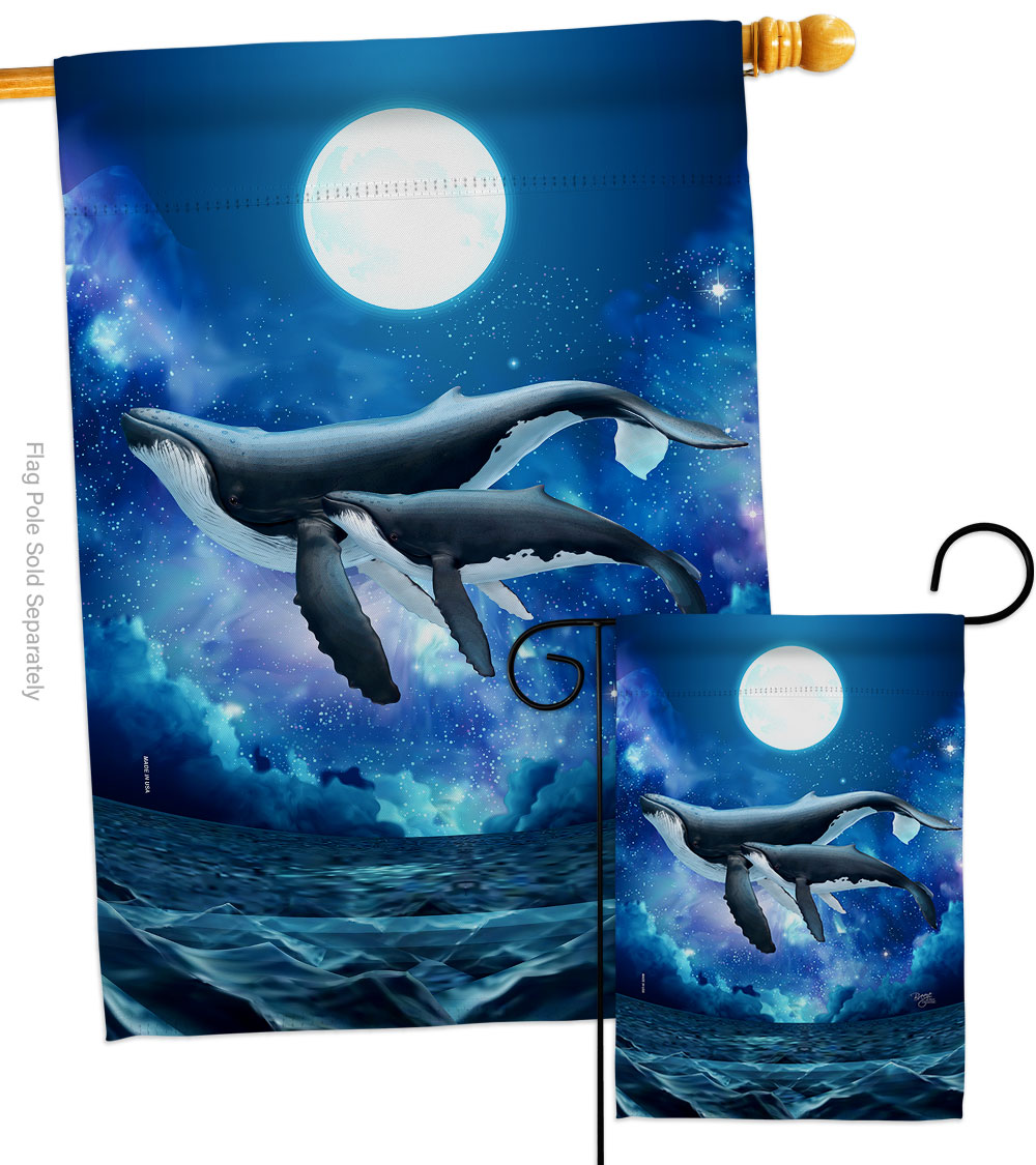 Humpback Whales Animals Sea Creature 28 x 40 in. Double-Sided Decorative Horizontal House Flags Set for Decoration Banner Garden Yard Gift
