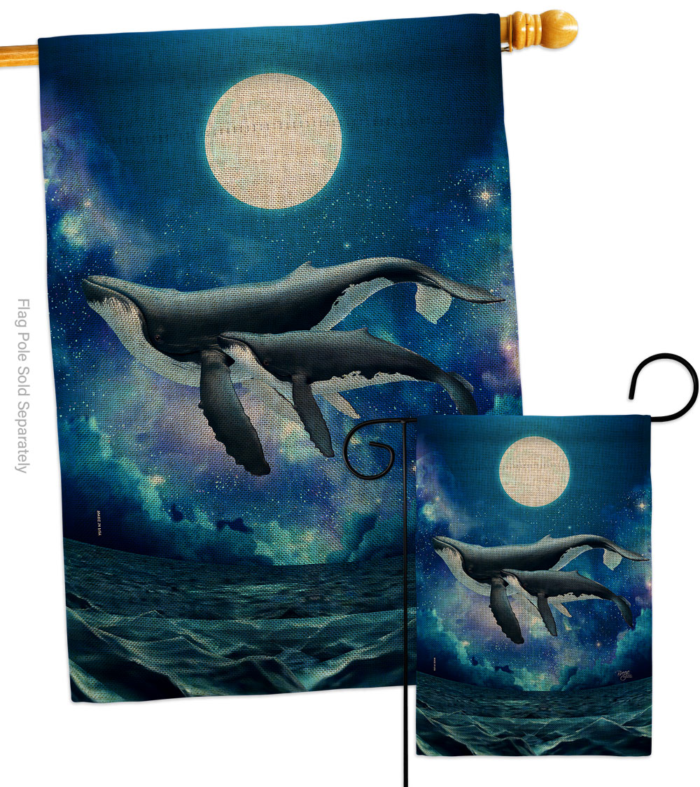 Humpback Whales Animals Sea Creature 28 x 40 in. Double-Sided Decorative Horizontal House Flags Set for Decoration Banner Garden Yard Gift