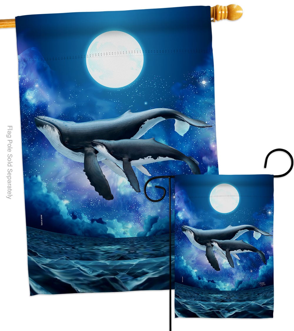 Humpback Whales Animals Sea Creature 28 x 40 in. Double-Sided Decorative Horizontal House Flags Set for Decoration Banner Garden Yard Gift