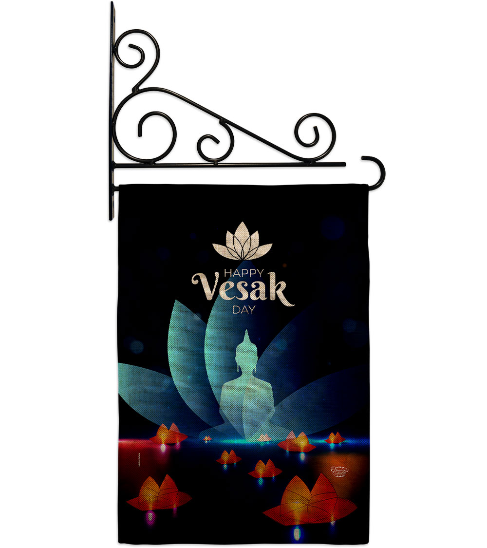 Happy Vesak Day Religious 13 x 18.5. in. Double-Sided Decorative Horizontal House Garden Flag Set for Decoration Banner Yard Gift