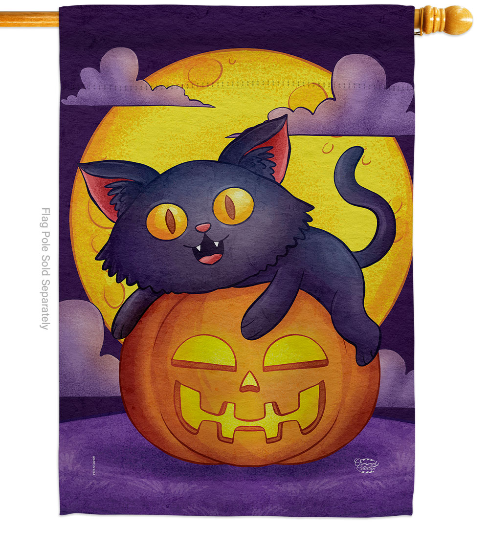 Halloween Kitty Falltime 28 x 40 in. Double-Sided Decorative Vertical House Flag for Decoration Banner Garden Yard Gift