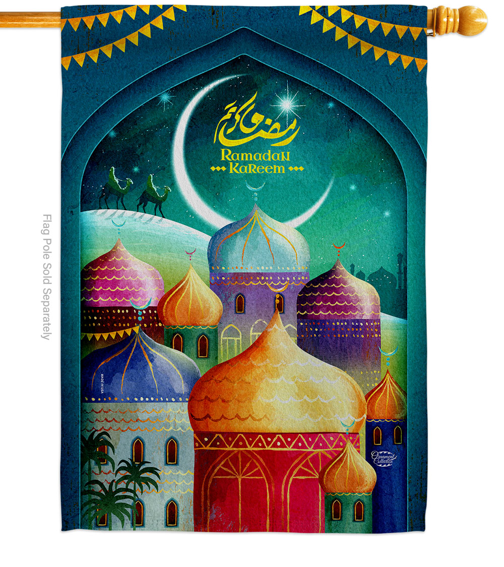 Happy Ramadan Kareem Religious 28 x 40 in. Double-Sided Decorative Vertical House Flag for Decoration Banner Garden Yard Gift