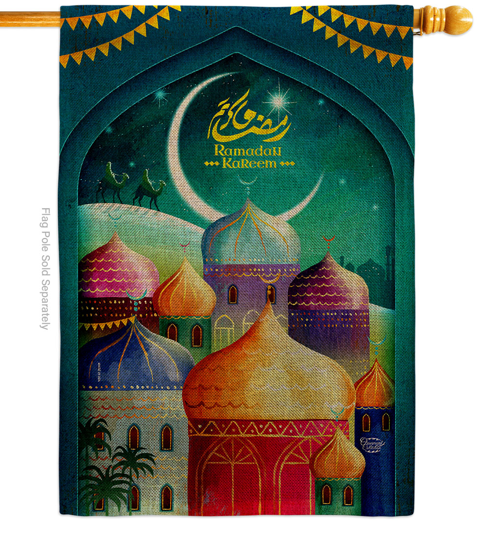 Happy Ramadan Kareem Religious 28 x 40 in. Double-Sided Decorative Vertical House Flag for Decoration Banner Garden Yard Gift