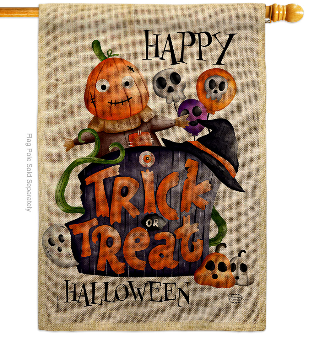 Trick or Treat Day Falltime Halloween 28 x 40 in. Double-Sided Decorative Vertical House Flag for Decoration Banner Garden Yard Gift