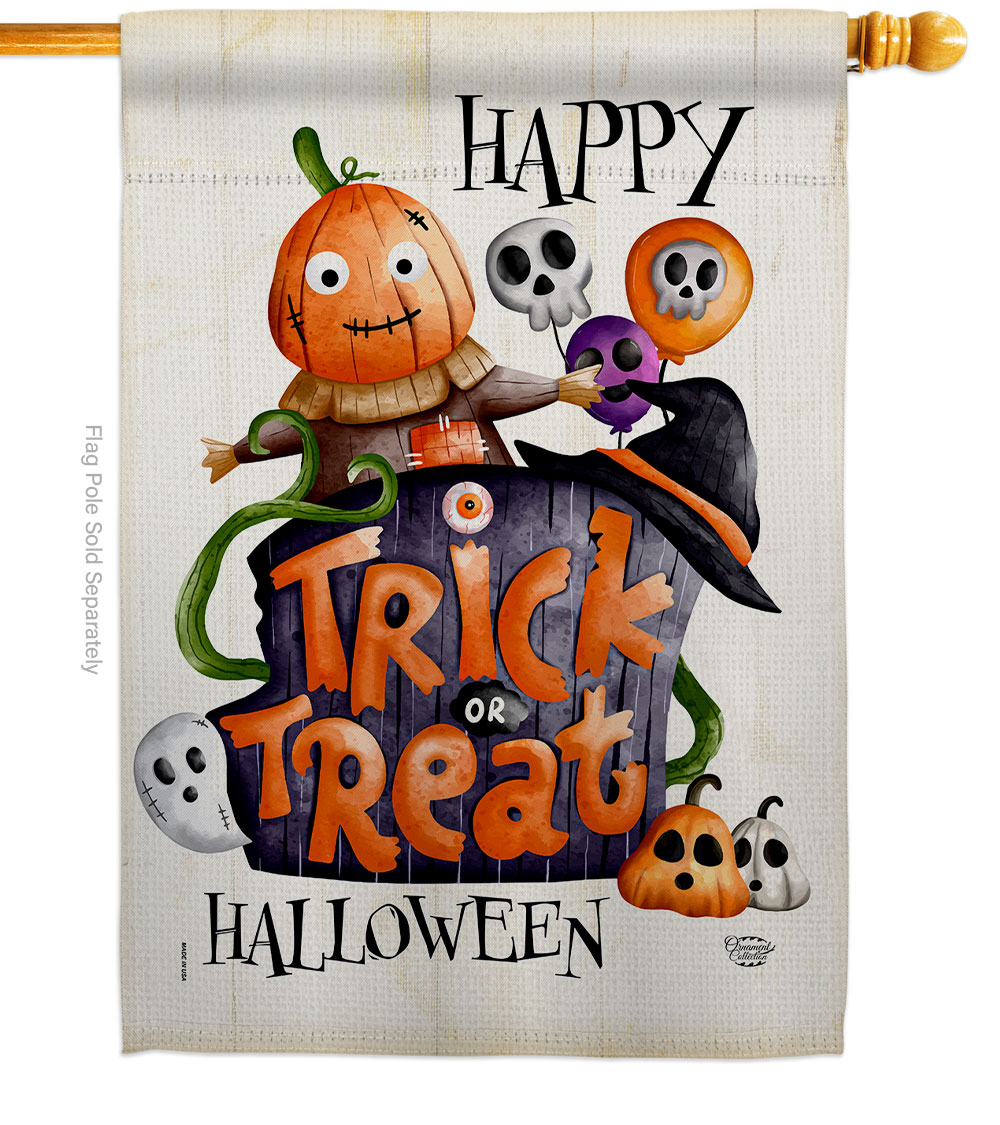 Trick or Treat Day Falltime Halloween 28 x 40 in. Double-Sided Decorative Vertical House Flag for Decoration Banner Garden Yard Gift