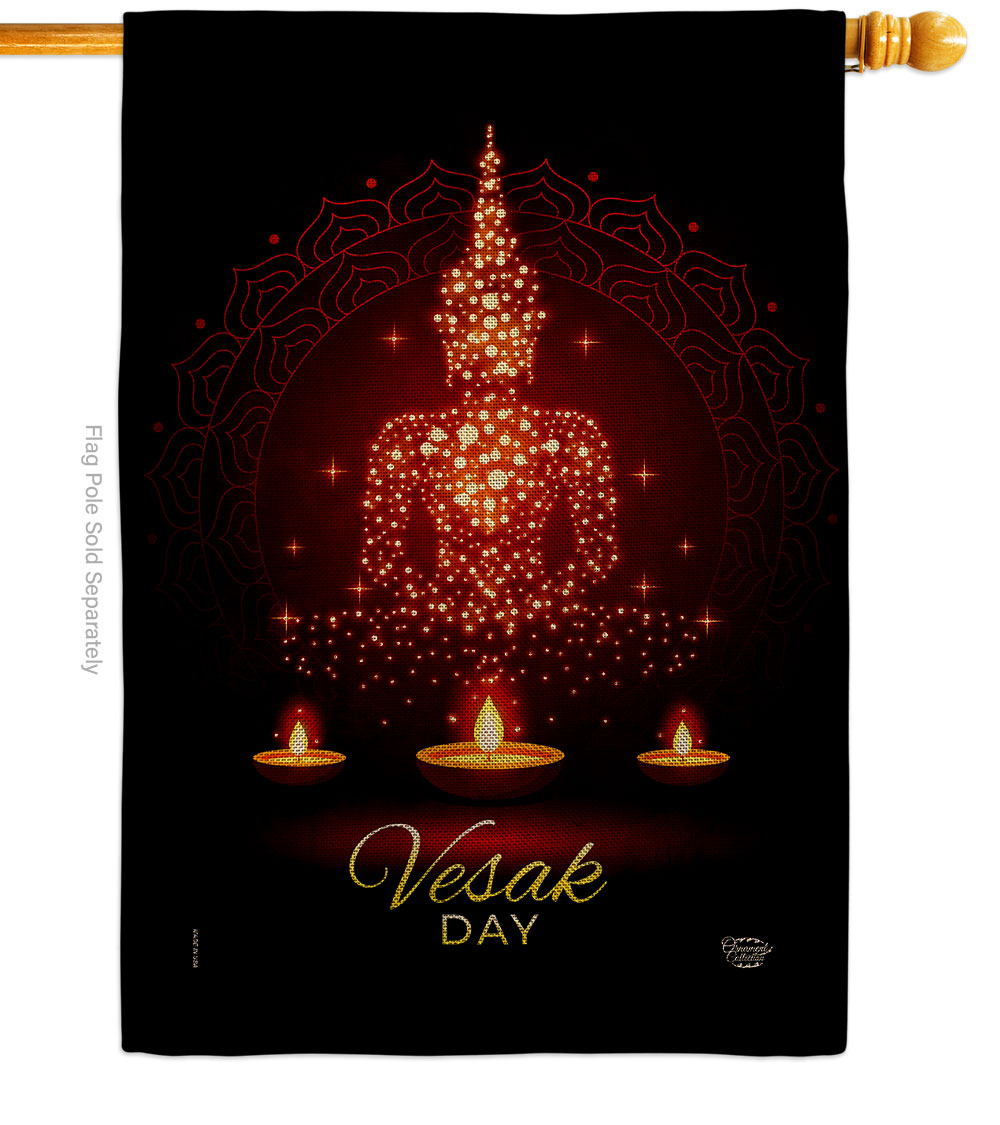 H190174-DB Vesak Day Religious 28 x 40 in. Double-Sided Decorative Horizontal House Flag for Decoration Banner Garden Yard Gift