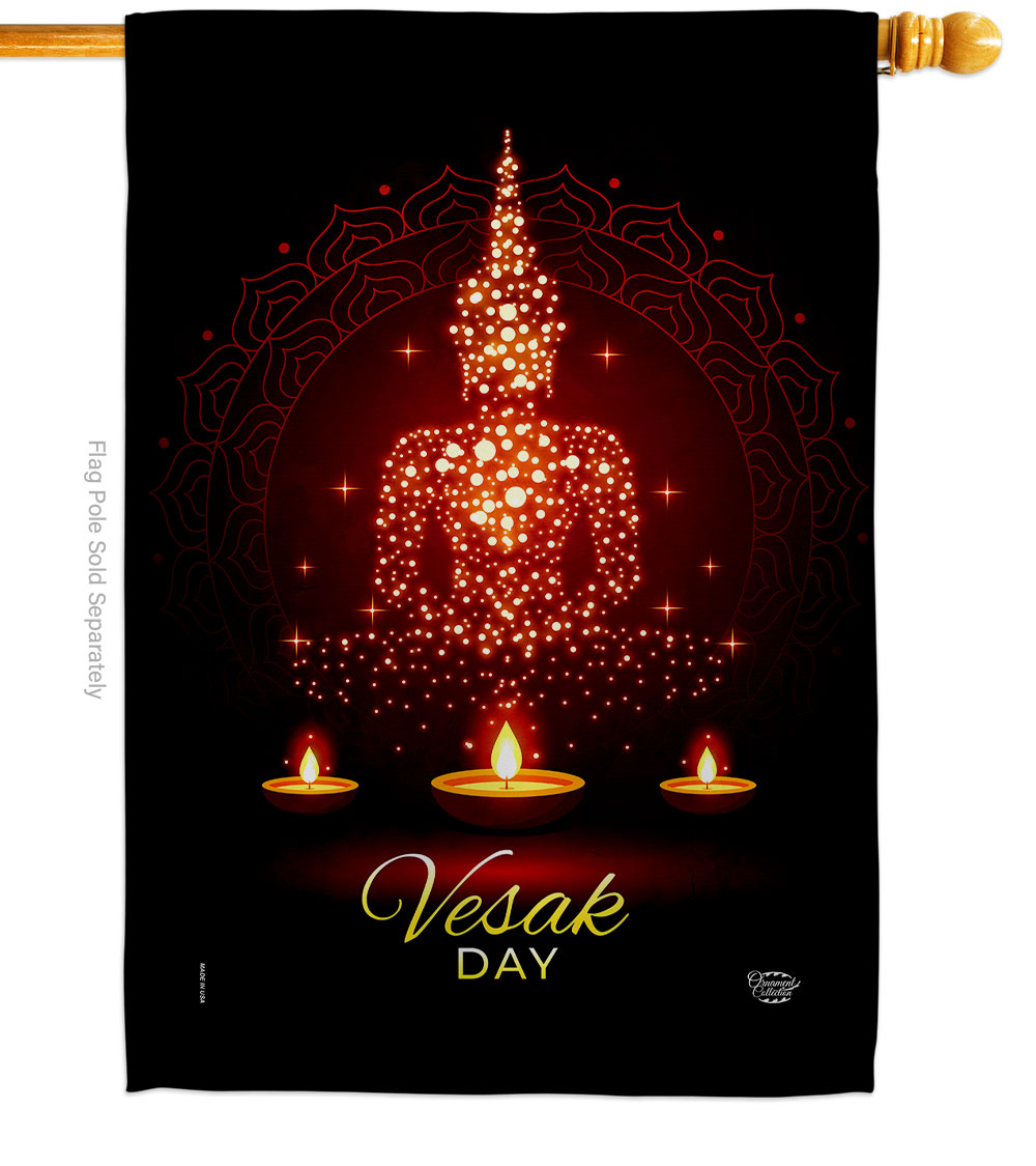 H190174-P3 Vesak Day Religious 28 x 40 in. Double-Sided Decorative Horizontal House Flag for Decoration Banner Garden Yard Gift