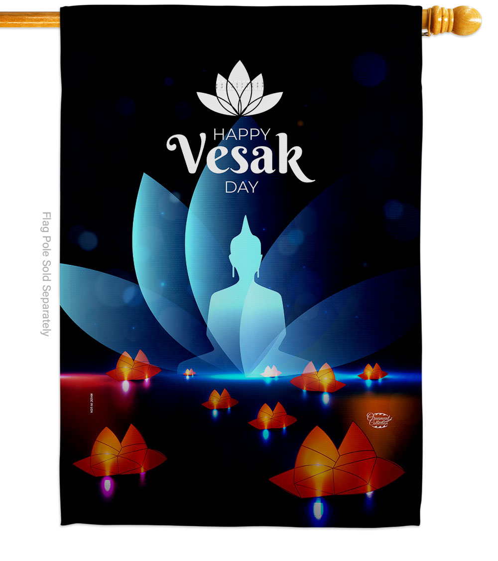 H190177-BO Happy Vesak Day Religious 28 x 40 in. Double-Sided Decorative Horizontal House Flag for Decoration Banner Garden Yard Gift