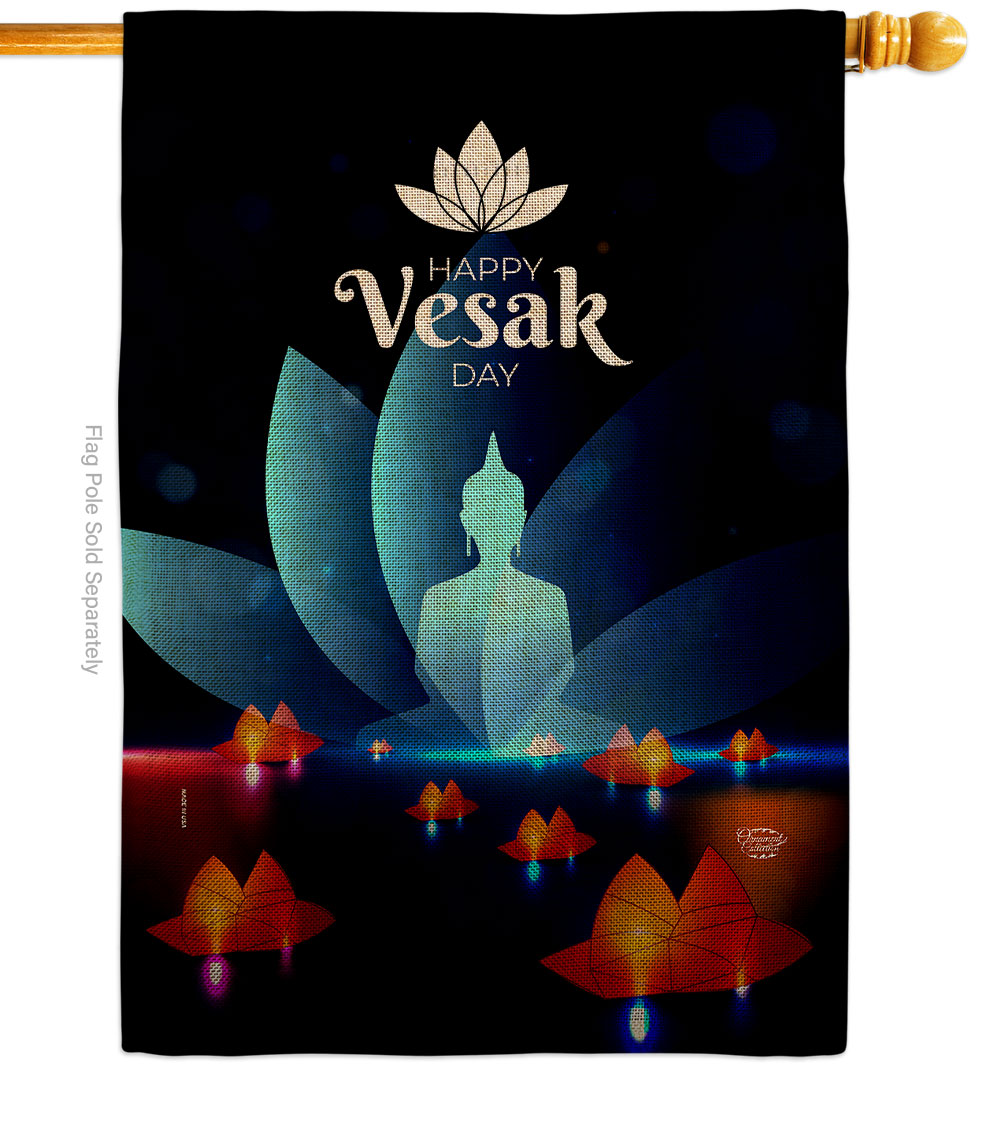 H190177-DB Happy Vesak Day Religious 28 x 40 in. Double-Sided Decorative Horizontal House Flag for Decoration Banner Garden Yard Gift