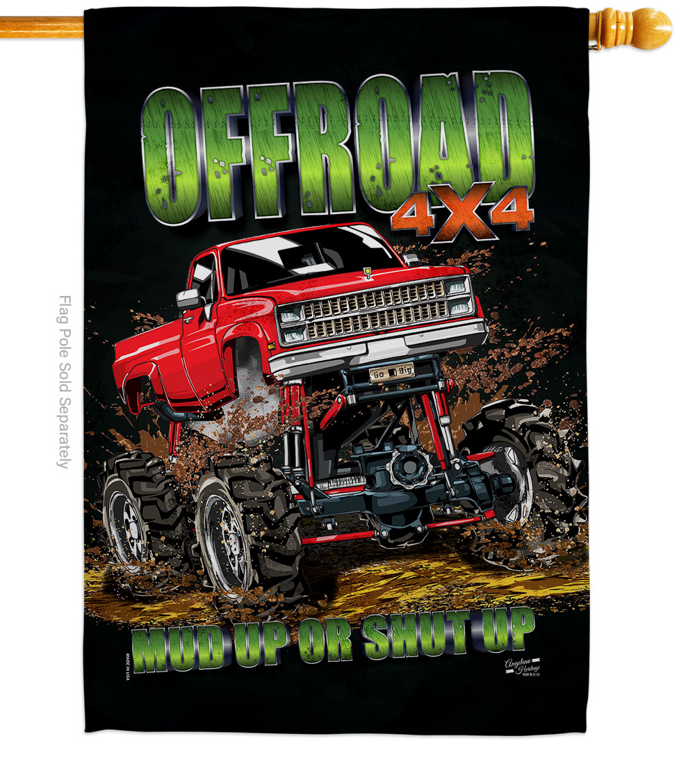 Offroad Interests Vehicle 28 x 40 in. Double-Sided Decorative Vertical House Flag for Decoration Banner Garden Yard Gift