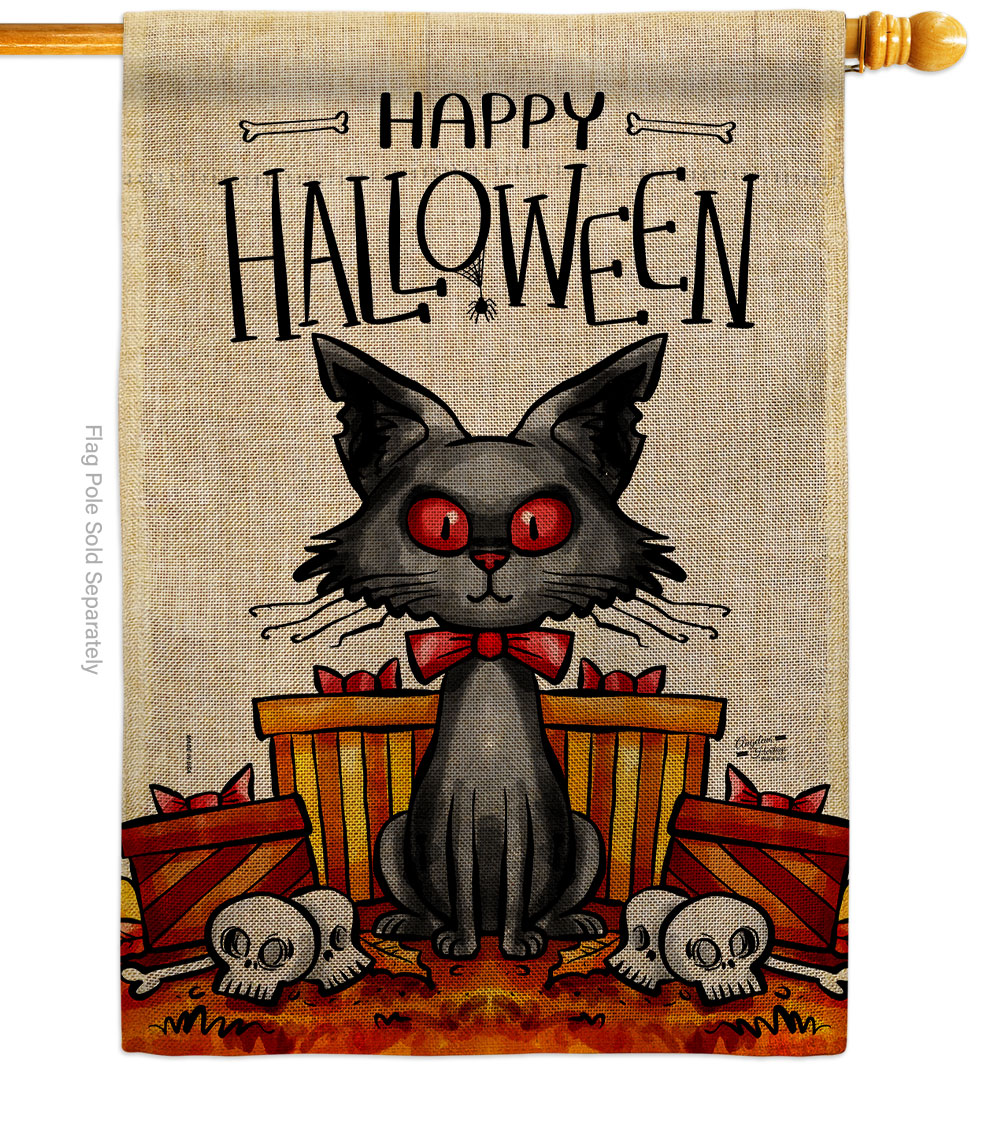 Kitty O Ween Falltime Halloween 28 x 40 in. Double-Sided Decorative Vertical House Flag for Decoration Banner Garden Yard Gift