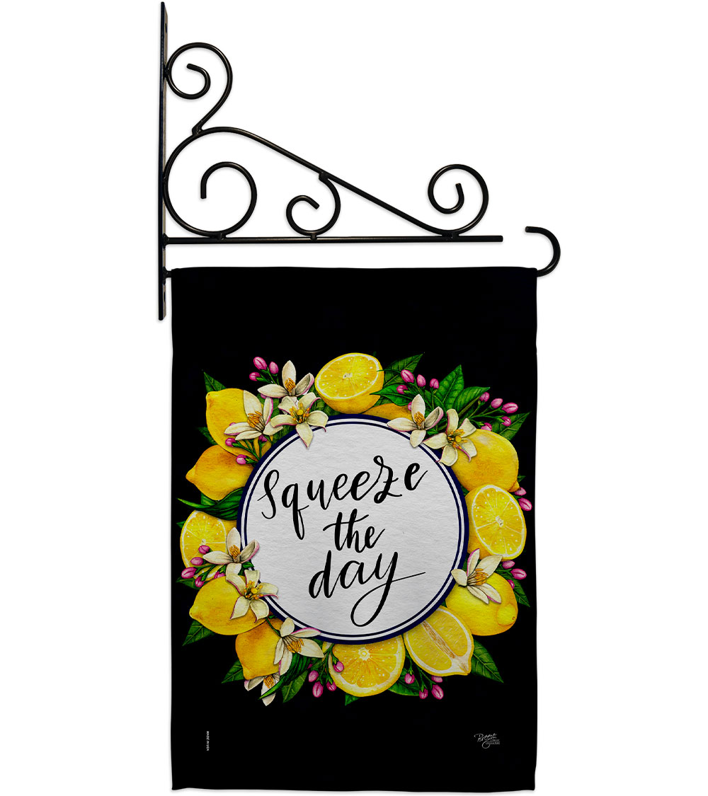 Squeeze the Day Food Fruit 13 x 18.5. in. Double-Sided Decorative Vertical House Garden Flag Set for Decoration Banner Yard Gift