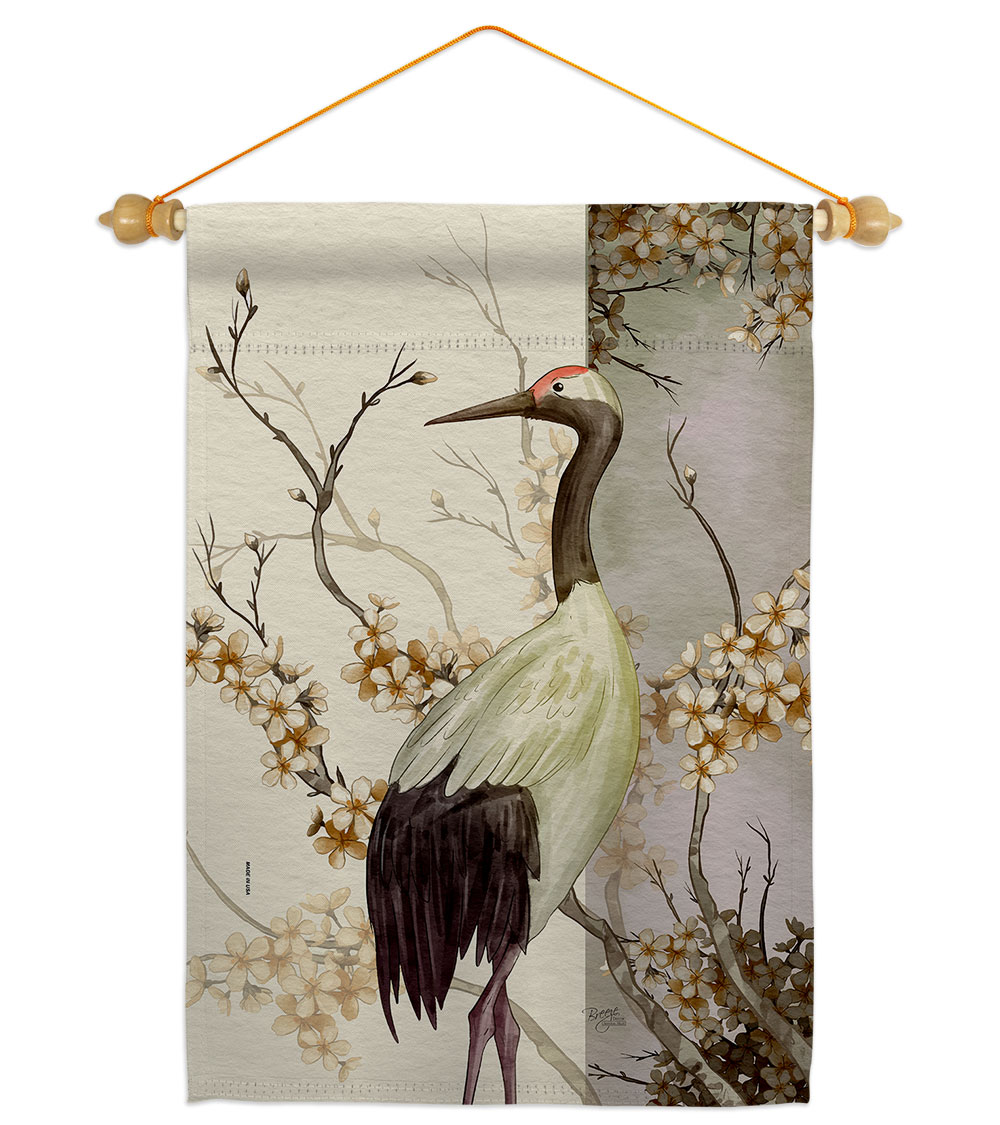 Red Crowned Crane Animals Bird 13 x 18.5. in. Double-Sided Decorative Vertical House Garden Flag Set for Decoration Banner Yard Gift