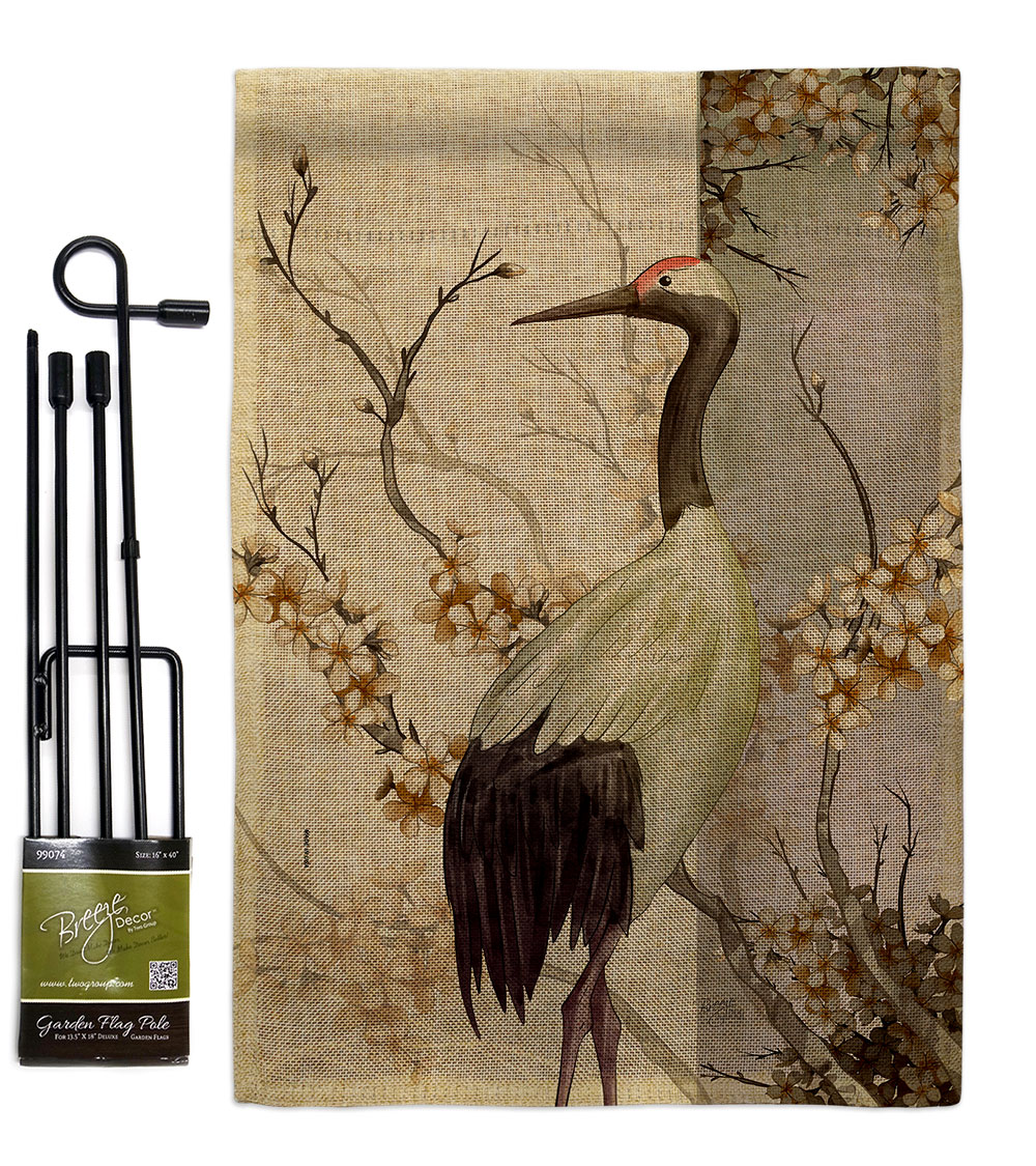 Red Crowned Crane Animals Bird 13 x 18.5. in. Double-Sided Decorative Vertical House Garden Flag Set for Decoration Banner Yard Gift