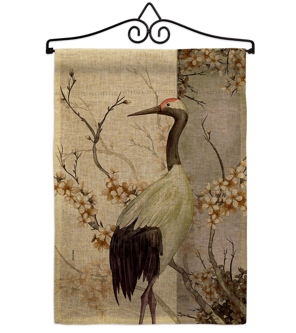 Red Crowned Crane Animals Bird 13 x 18.5. in. Double-Sided Decorative Vertical House Garden Flag Set for Decoration Banner Yard Gift