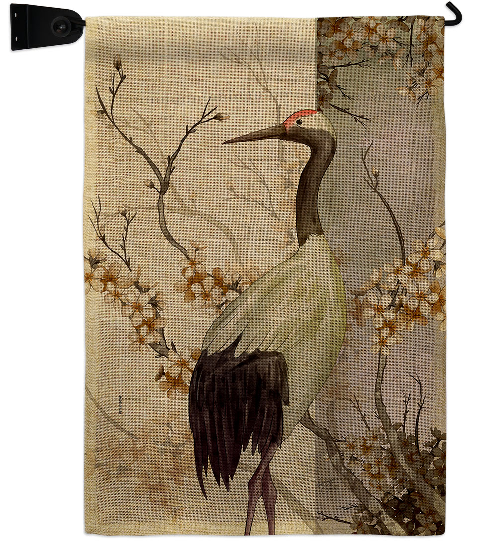 Red Crowned Crane Animals Bird 13 x 18.5. in. Double-Sided Decorative Vertical House Garden Flag Set for Decoration Banner Yard Gift