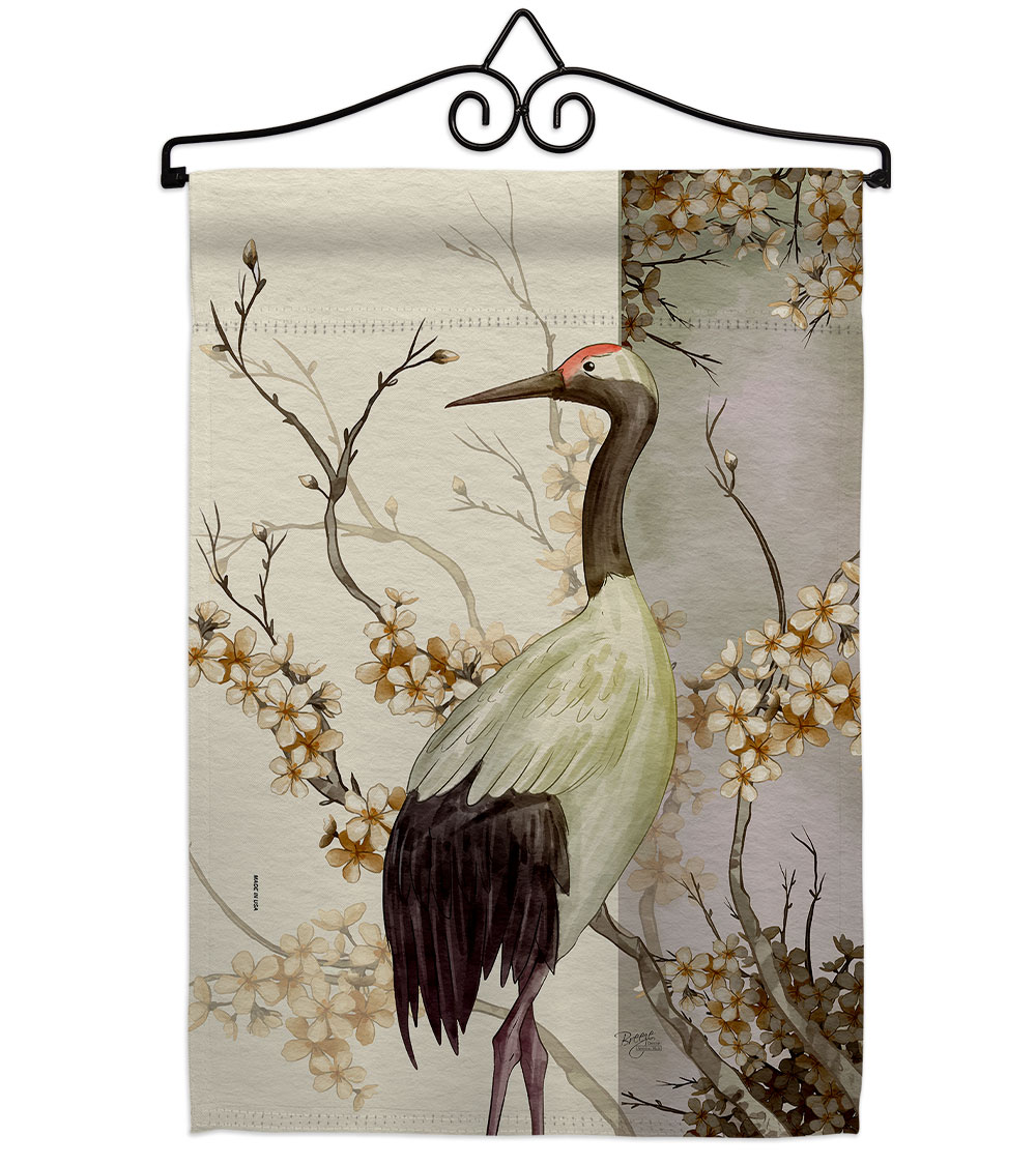 Red Crowned Crane Animals Bird 13 x 18.5. in. Double-Sided Decorative Vertical House Garden Flag Set for Decoration Banner Yard Gift