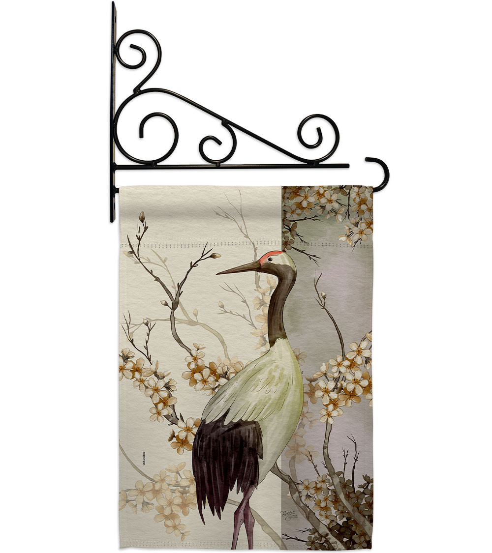 Red Crowned Crane Animals Bird 13 x 18.5. in. Double-Sided Decorative Vertical House Garden Flag Set for Decoration Banner Yard Gift