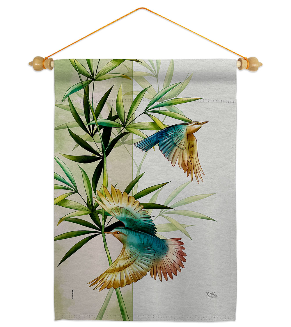 Asian Blossom Birds Animals Bird 13 x 18.5. in. Double-Sided Decorative Vertical House Garden Flag Set for Decoration Banner Yard Gift