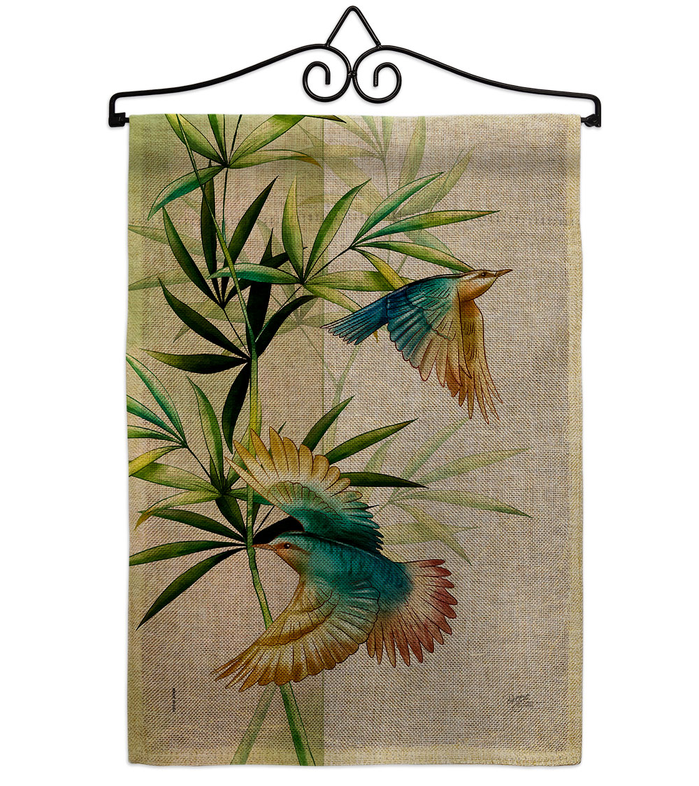 Asian Blossom Birds Animals Bird 13 x 18.5. in. Double-Sided Decorative Vertical House Garden Flag Set for Decoration Banner Yard Gift