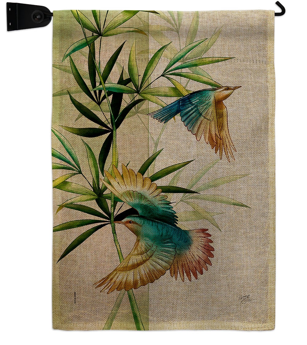 Asian Blossom Birds Animals Bird 13 x 18.5. in. Double-Sided Decorative Vertical House Garden Flag Set for Decoration Banner Yard Gift