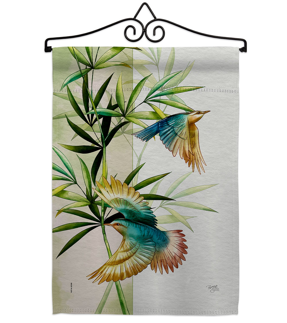 Asian Blossom Birds Animals Bird 13 x 18.5. in. Double-Sided Decorative Vertical House Garden Flag Set for Decoration Banner Yard Gift